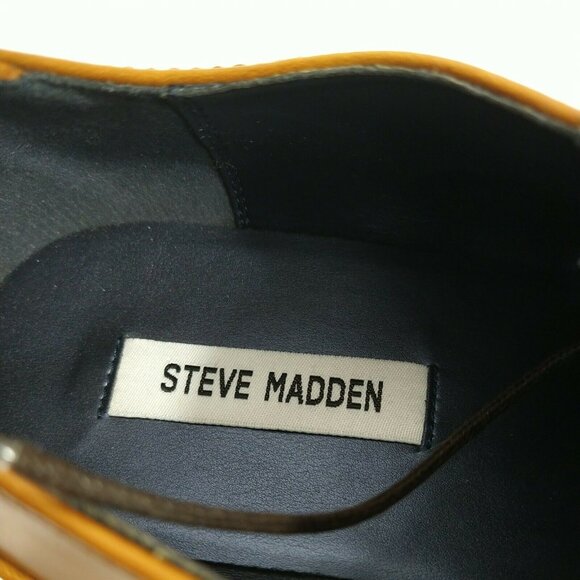 Steve Madden Onan Leather Oxford Shoes Men Size 10.5 Brown Lace Up Rubber Sole - Picture 6 of 10
